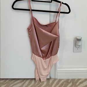Nasty Gal light pink cowl neck bodysuit